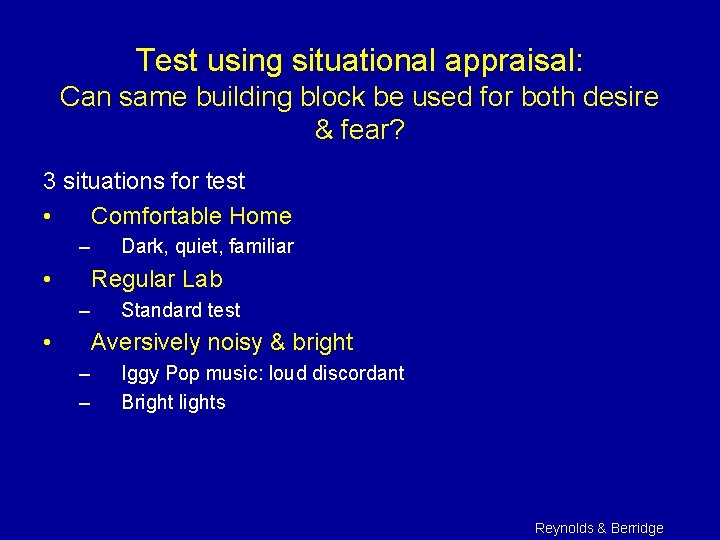 Test using situational appraisal: Can same building block be used for both desire &