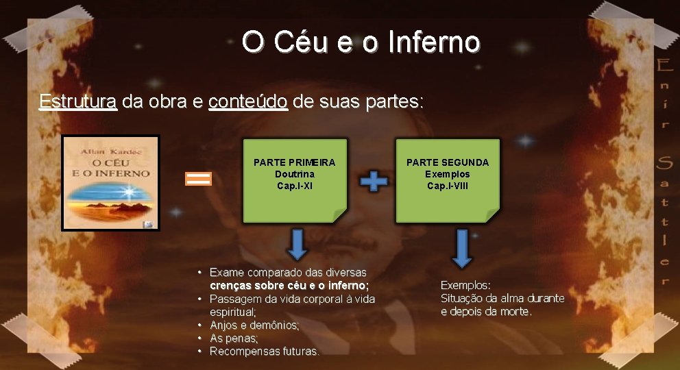 O Céu e o Inferno Estrutura da obra e conteúdo de suas partes: PARTE