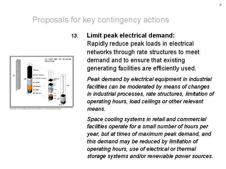 28 Proposals for key contingency actions 13. Limit peak electrical demand: Rapidly reduce peak 28 Proposals for key contingency actions 13. Limit peak electrical demand: Rapidly reduce peak