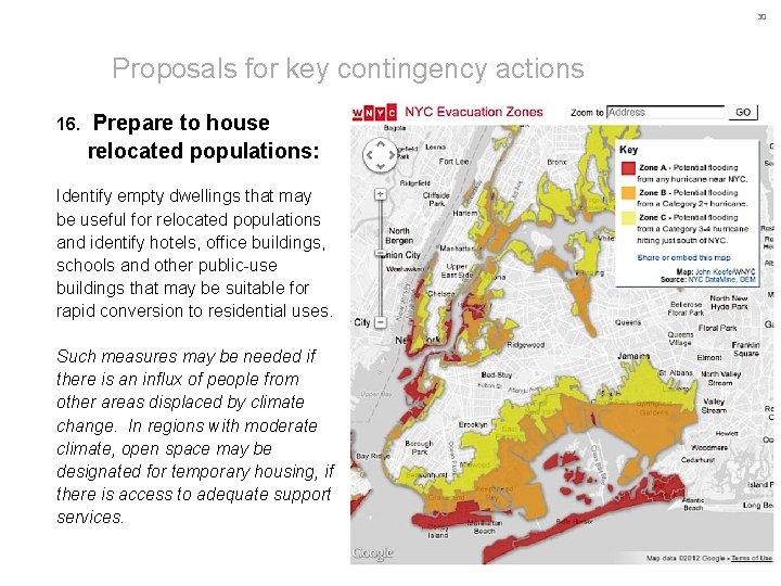 30 Proposals for key contingency actions 16. Prepare to house relocated populations: Identify empty 30 Proposals for key contingency actions 16. Prepare to house relocated populations: Identify empty