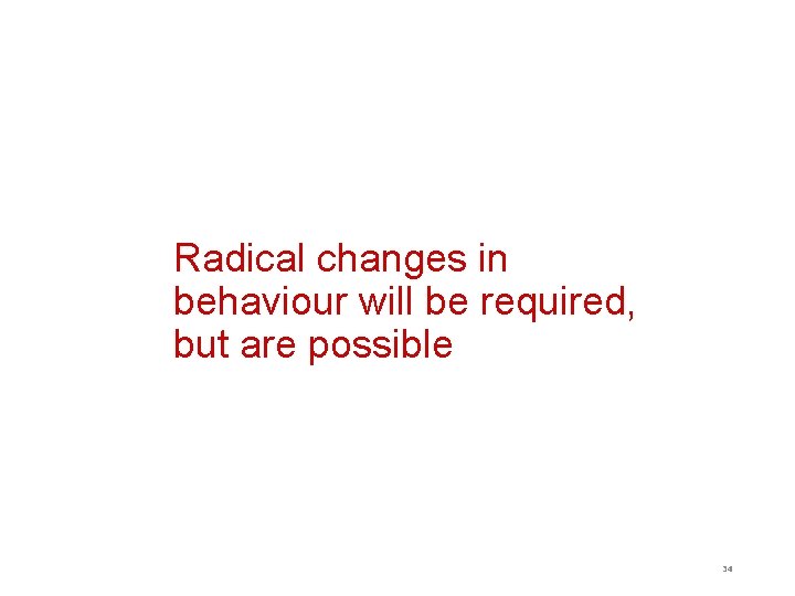 Radical changes in behaviour will be required, but are possible 34 Radical changes in behaviour will be required, but are possible 34