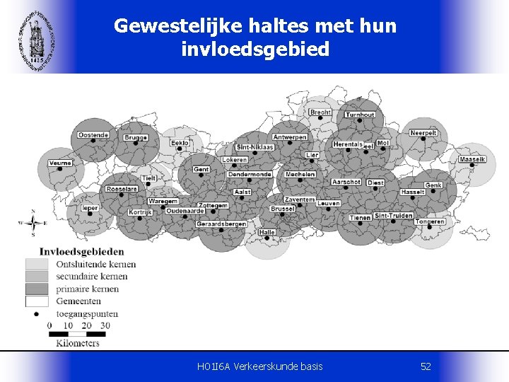 Gewestelijke haltes met hun invloedsgebied H 01 I 6 A Verkeerskunde basis 52 