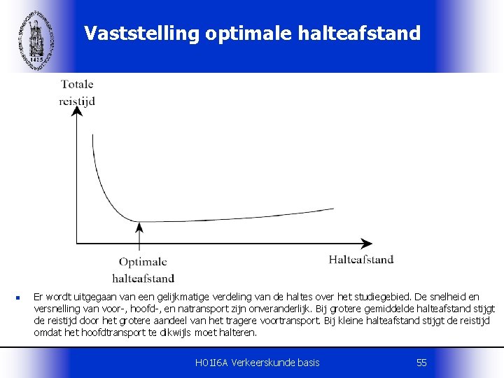 Vaststelling optimale halteafstand n Er wordt uitgegaan van een gelijkmatige verdeling van de haltes