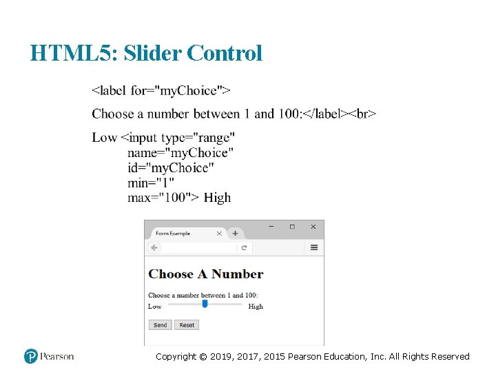 HTML 5: Slider Control Copyright © 2019, 2017, 2015 Pearson Education, Inc. All Rights