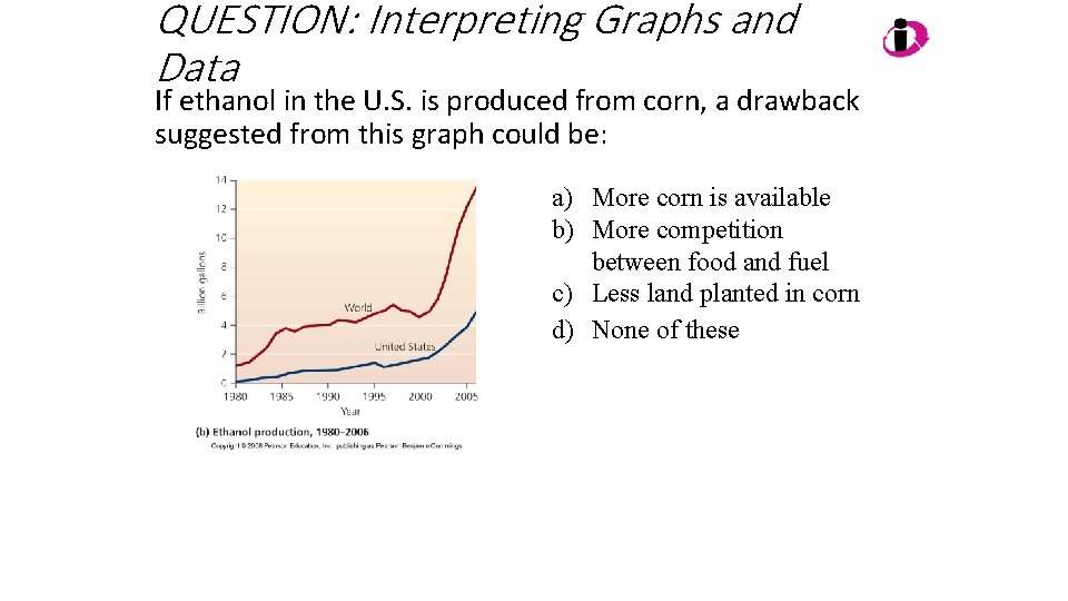 QUESTION: Interpreting Graphs and Data If ethanol in the U. S. is produced from