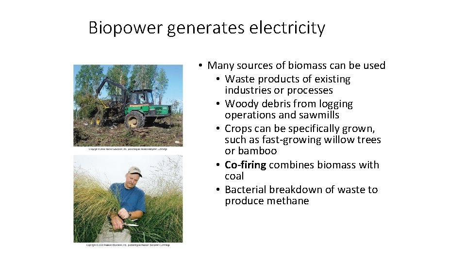 Biopower generates electricity • Many sources of biomass can be used • Waste products