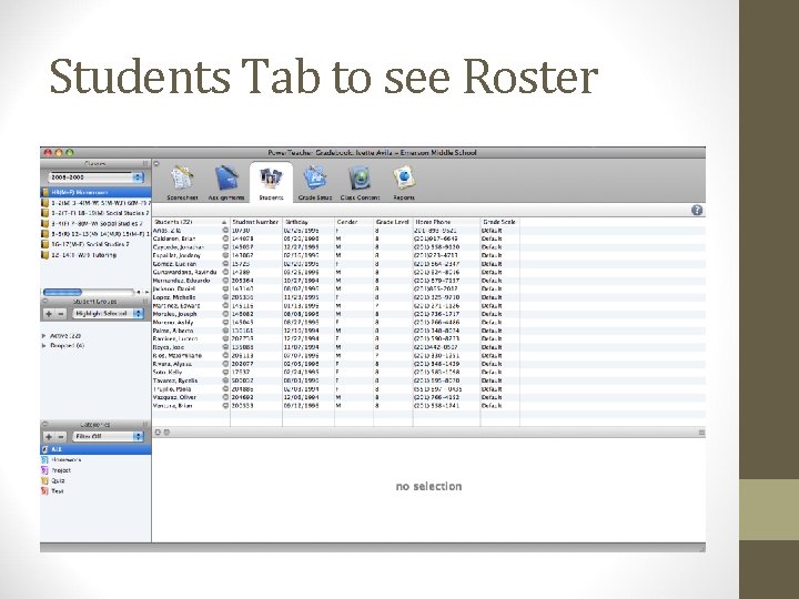 Students Tab to see Roster 