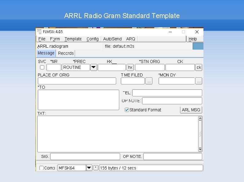 ARRL Radio Gram Standard Template 