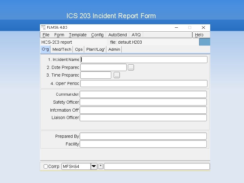 ICS 203 Incident Report Form 