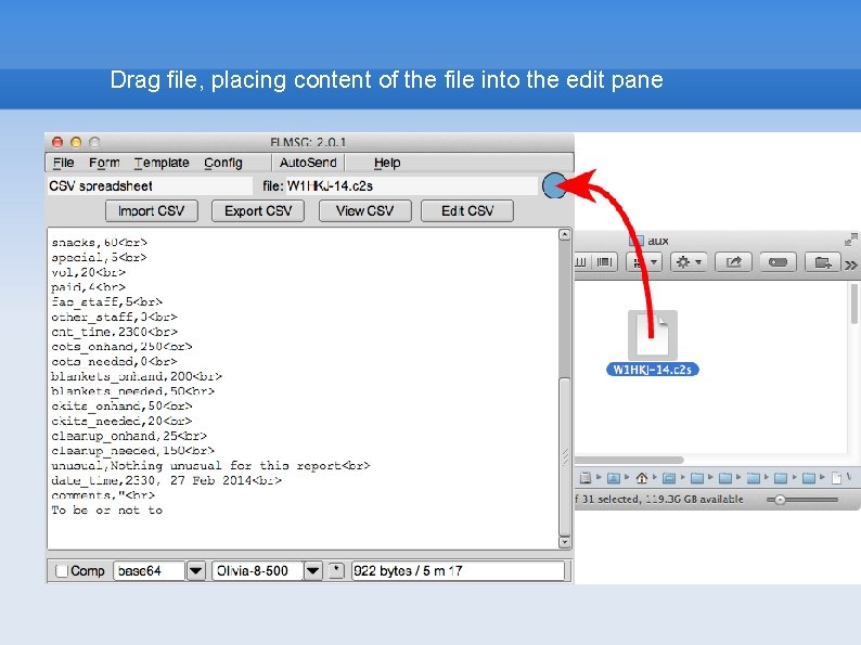 Drag file, placing content of the file into the edit pane 