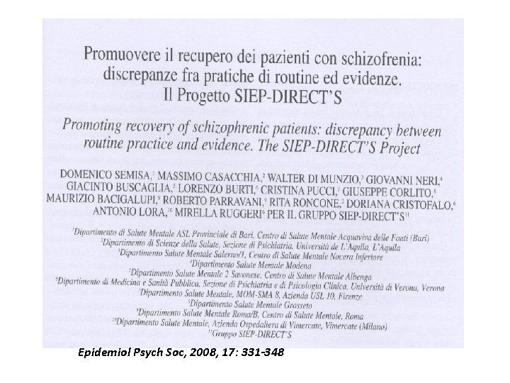 Epidemiol Psych Soc, 2008, 17: 331 -348 Epidemiol Psych Soc, 2008, 17: 331 -348