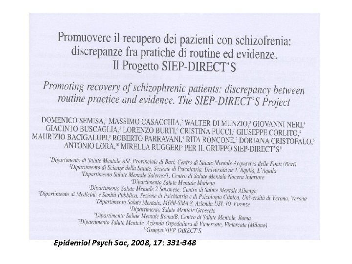 Epidemiol Psych Soc, 2008, 17: 331 -348 