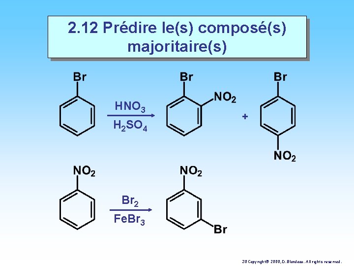 2. 12 Prédire le(s) composé(s) majoritaire(s) HNO 3 H 2 SO 4 + Br