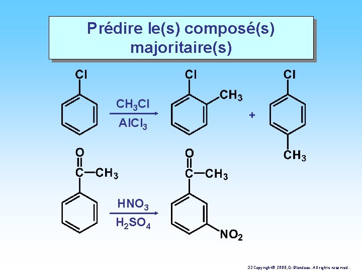 Prédire le(s) composé(s) majoritaire(s) CH 3 Cl Al. Cl 3 + HNO 3 H