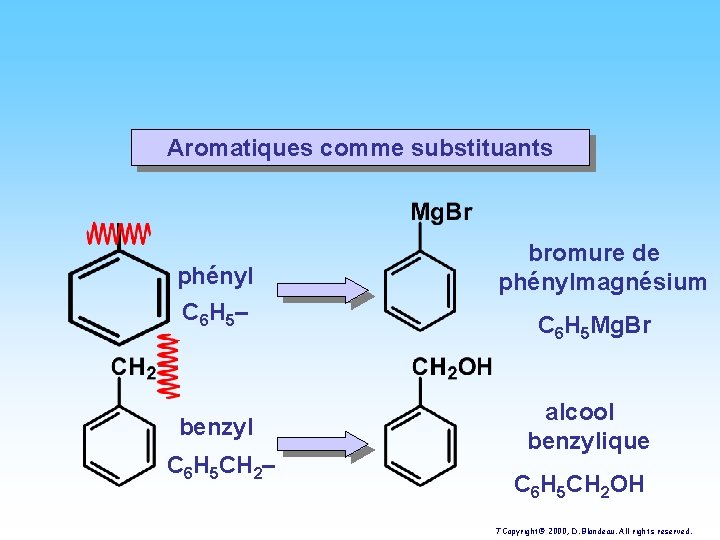 Aromatiques comme substituants phényl C 6 H 5– benzyl C 6 H 5 CH