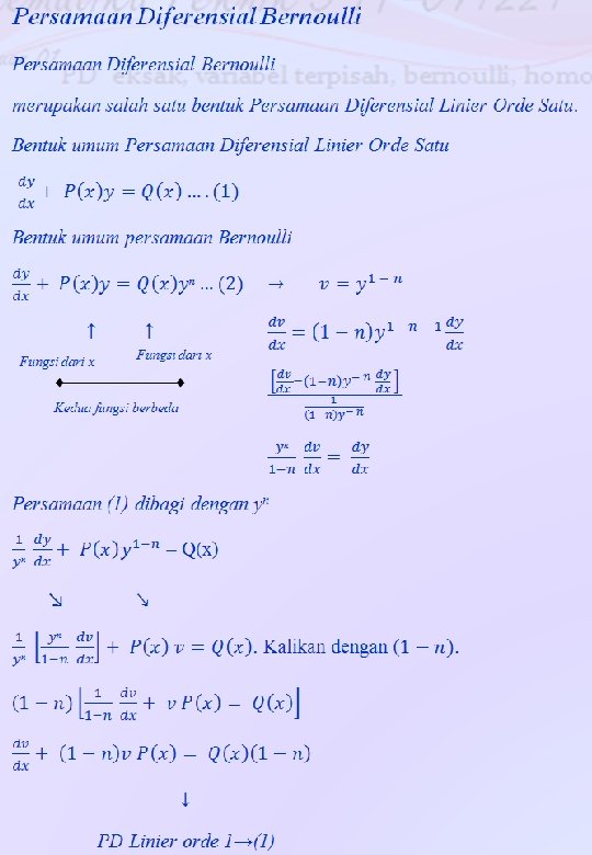 Matematika Teknik 3 IT 041221 PD eksak, variabel terpisah, bernoulli, homogen Pertemuan 01 