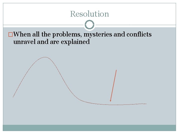 Resolution �When all the problems, mysteries and conflicts unravel and are explained 