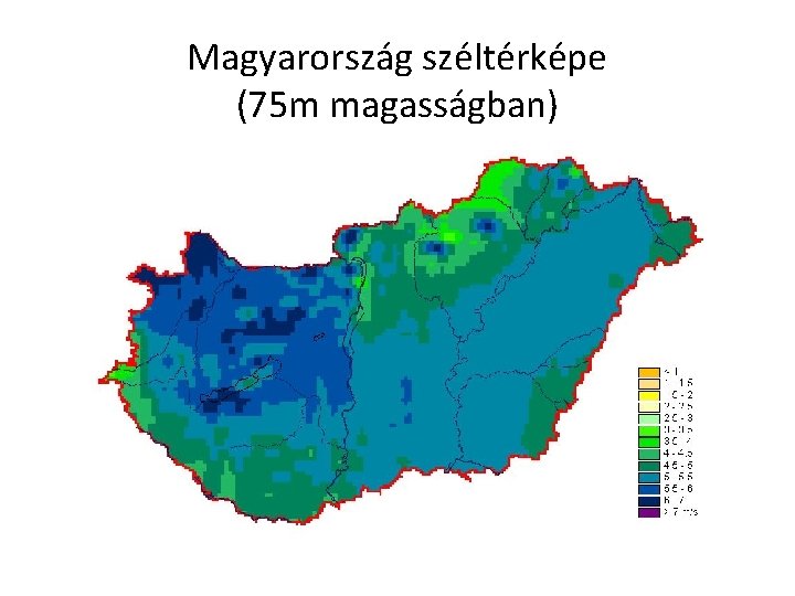 Magyarország széltérképe (75 m magasságban) 