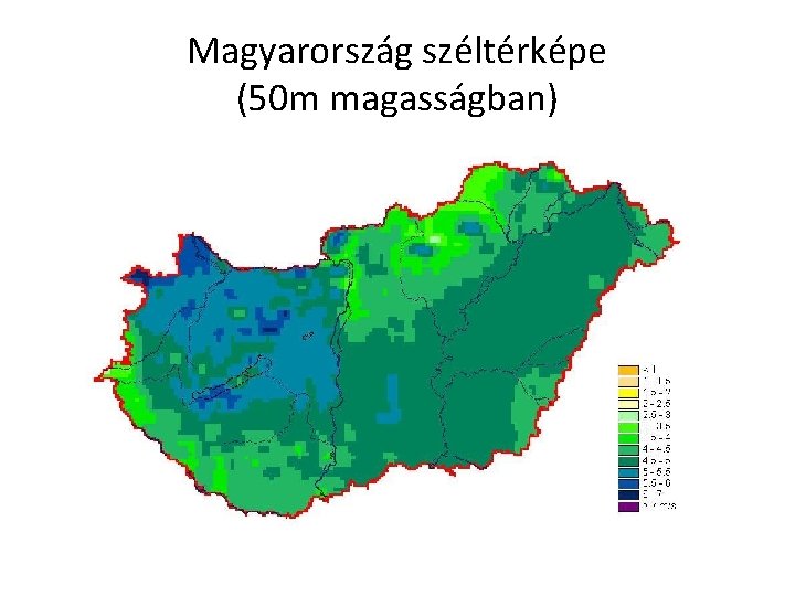 Magyarország széltérképe (50 m magasságban) 