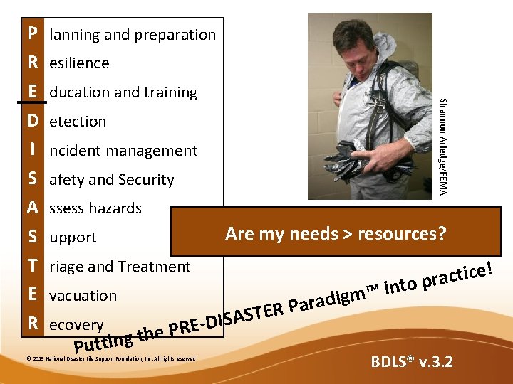 lanning and preparation esilience ducation and training Shannon Arledge/FEMA P R E D I lanning and preparation esilience ducation and training Shannon Arledge/FEMA P R E D I
