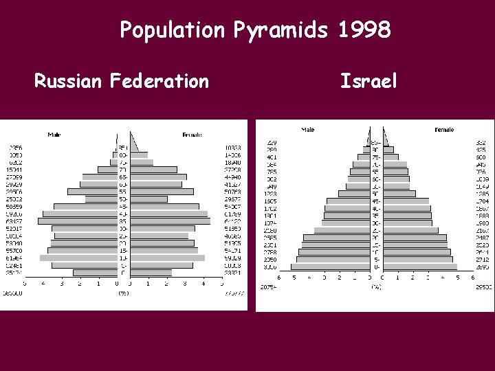 Population Pyramids 1998 Russian Federation Israel 