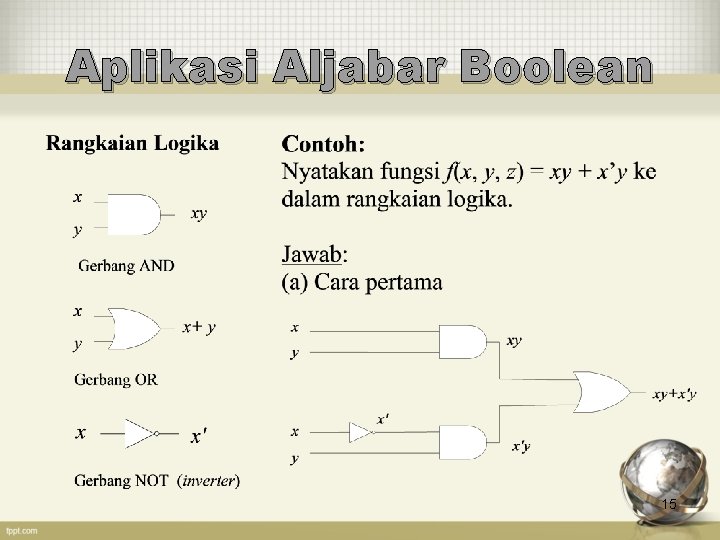 Aplikasi Aljabar Boolean 15 