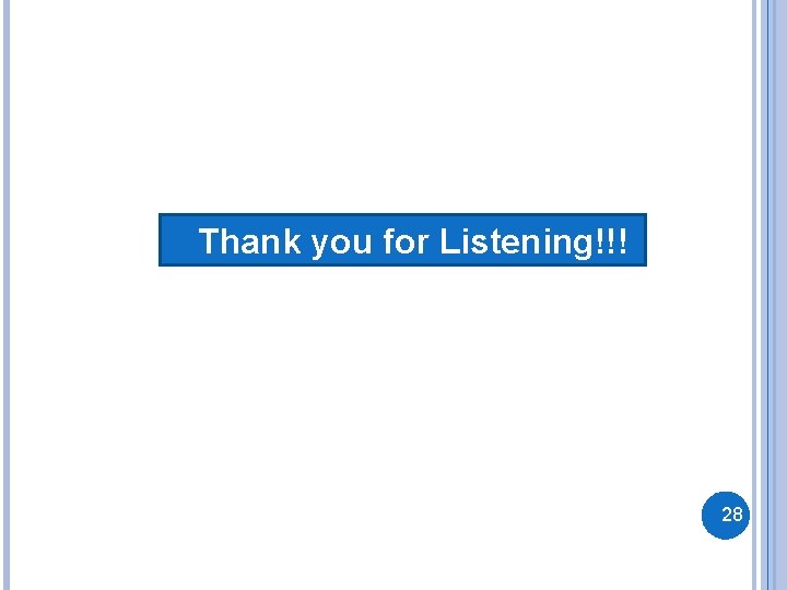 Thank you for Listening!!! 28 Thank you for Listening!!! 28