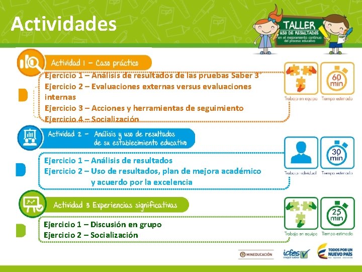 Actividades Ejercicio 1 – Análisis de resultados de las pruebas Saber 3° Ejercicio 2