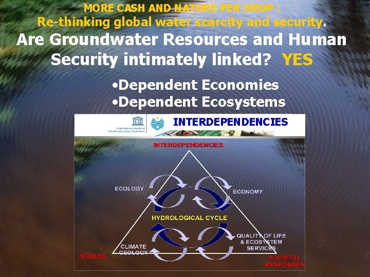 MORE CASH AND NATURE PER DROP : Re-thinking global water scarcity and security. Are MORE CASH AND NATURE PER DROP : Re-thinking global water scarcity and security. Are