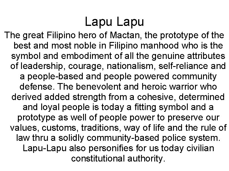 Lapu The great Filipino hero of Mactan, the prototype of the best and most