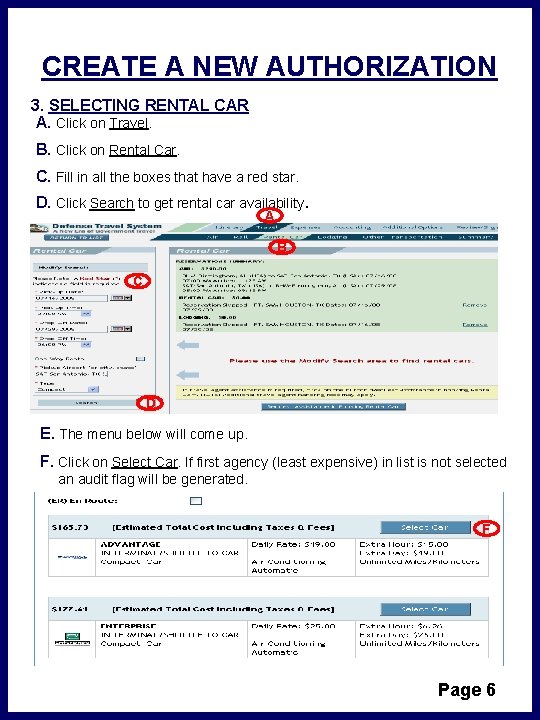 CREATE A NEW AUTHORIZATION 3. SELECTING RENTAL CAR A. Click on Travel. B. Click