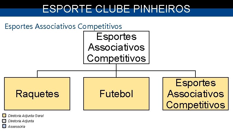 ESPORTE CLUBE PINHEIROS Esportes Associativos Competitivos Raquetes Diretoria Adjunta Geral Diretoria Adjunta Assessoria Futebol