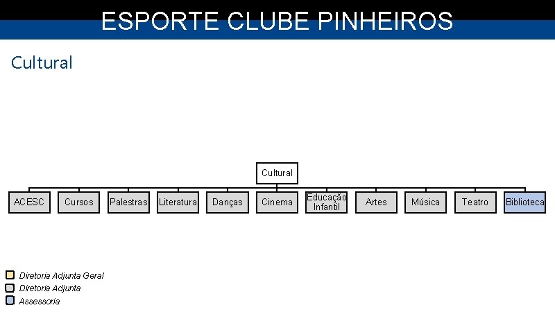 ESPORTE CLUBE PINHEIROS Cultural ACESC Cursos Diretoria Adjunta Geral Diretoria Adjunta Assessoria Palestras Literatura