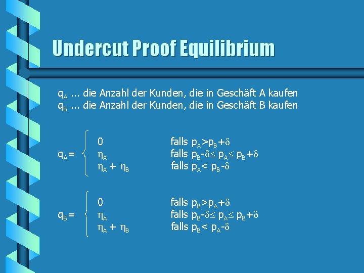 Undercut Proof Equilibrium q. A. . . die Anzahl der Kunden, die in Geschäft Undercut Proof Equilibrium q. A. . . die Anzahl der Kunden, die in Geschäft