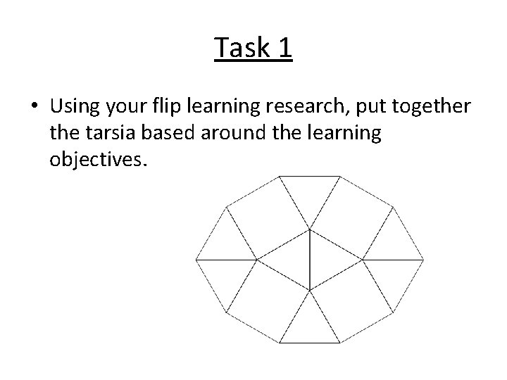 Task 1 • Using your flip learning research, put together the tarsia based around Task 1 • Using your flip learning research, put together the tarsia based around