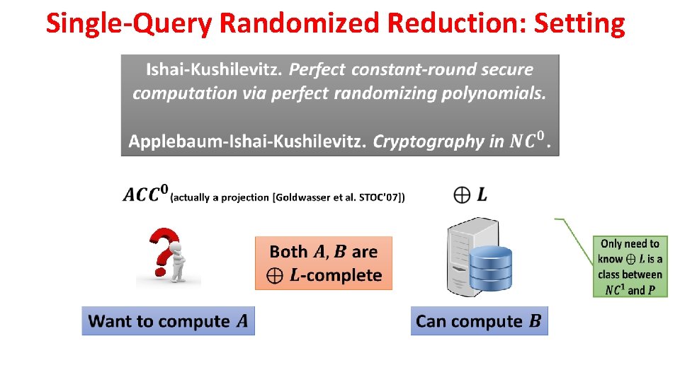 Single-Query Randomized Reduction: Setting 