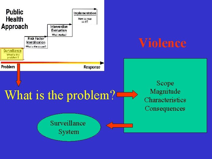Violence What is the problem? Surveillance System Scope Magnitude Characteristics Consequences 