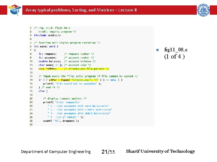 Array typical problems, Sorting, and Matrices – Lecture 8 n fig 11_08. c (1 Array typical problems, Sorting, and Matrices – Lecture 8 n fig 11_08. c (1