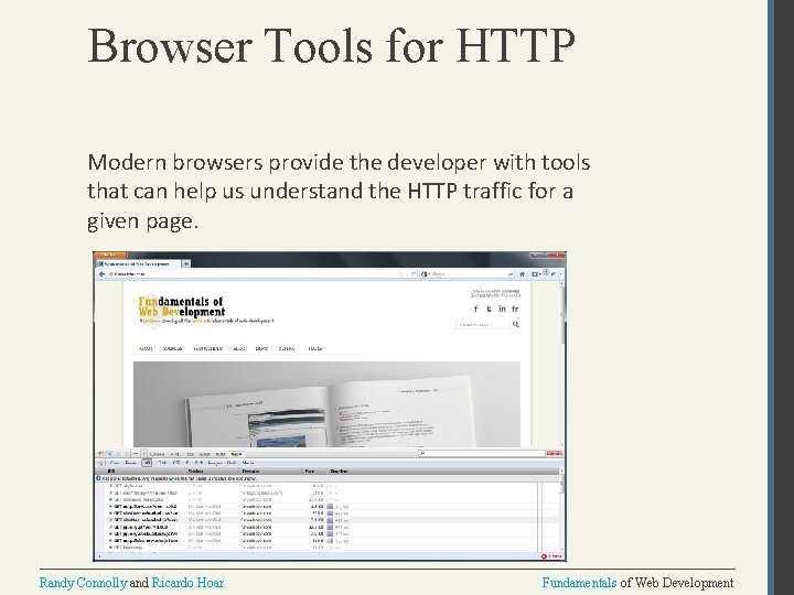 Browser Tools for HTTP Modern browsers provide the developer with tools that can help