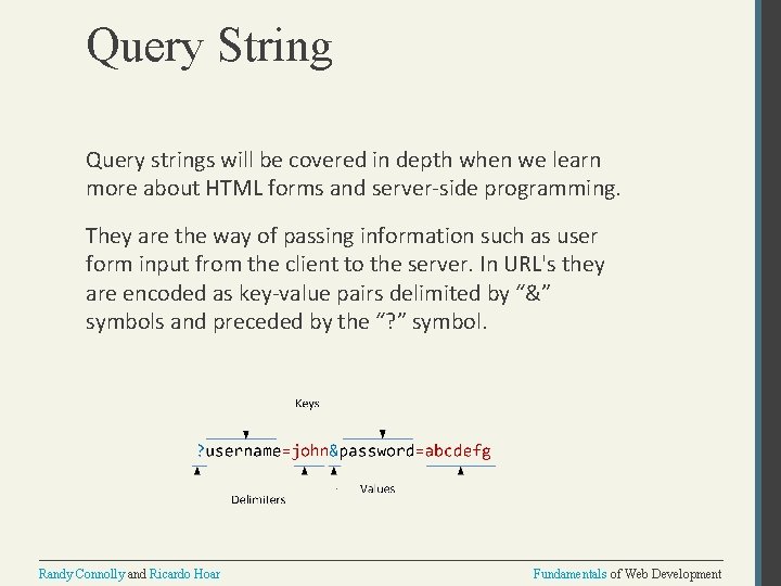 Query String Query strings will be covered in depth when we learn more about