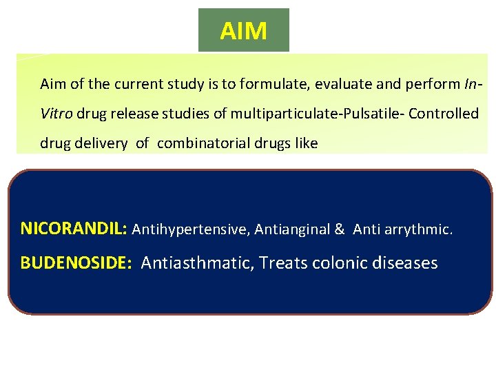 AIM Aim of the current study is to formulate, evaluate and perform In. Vitro AIM Aim of the current study is to formulate, evaluate and perform In. Vitro