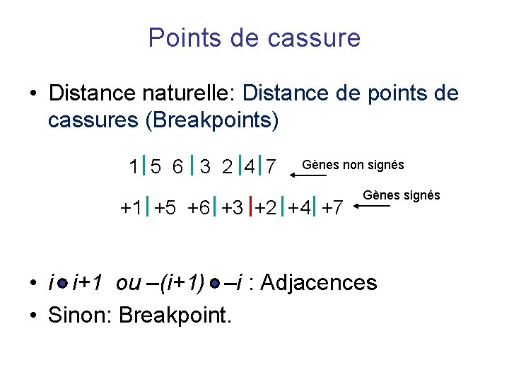 Points de cassure • Distance naturelle: Distance de points de cassures (Breakpoints) 1 5