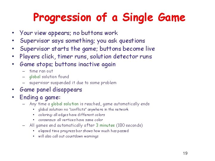 Progression of a Single Game • • • Your view appears; no buttons work Progression of a Single Game • • • Your view appears; no buttons work