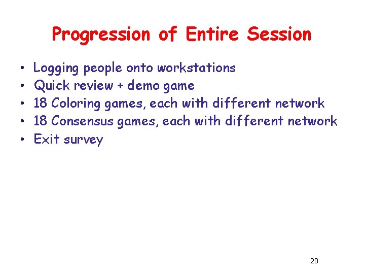 Progression of Entire Session • • • Logging people onto workstations Quick review + Progression of Entire Session • • • Logging people onto workstations Quick review +