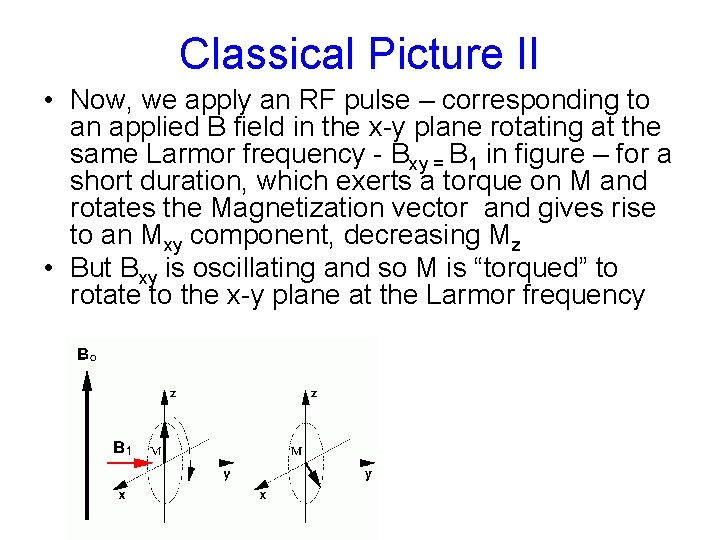 Classical Picture II • Now, we apply an RF pulse – corresponding to an Classical Picture II • Now, we apply an RF pulse – corresponding to an