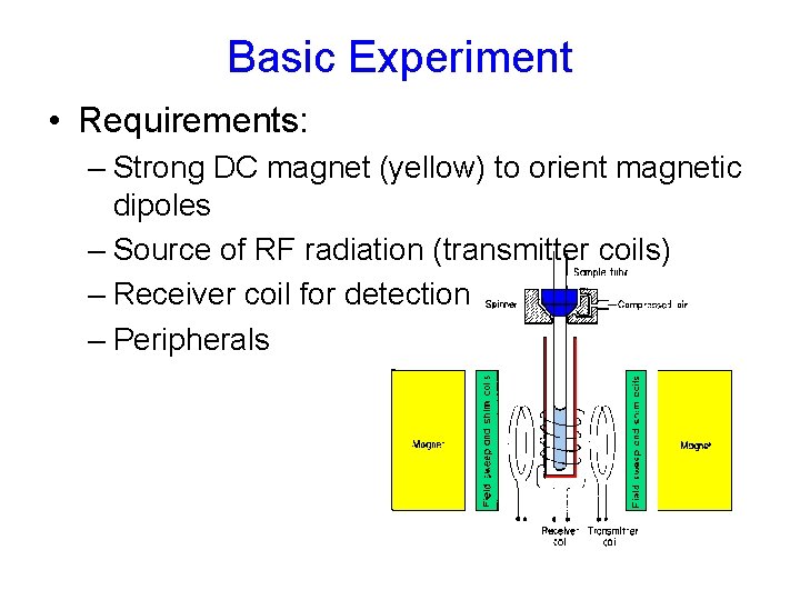 Basic Experiment • Requirements: – Strong DC magnet (yellow) to orient magnetic dipoles – Basic Experiment • Requirements: – Strong DC magnet (yellow) to orient magnetic dipoles –
