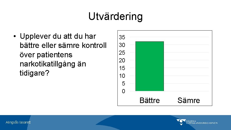 Utvärdering • Upplever du att du har bättre eller sämre kontroll över patientens narkotikatillgång