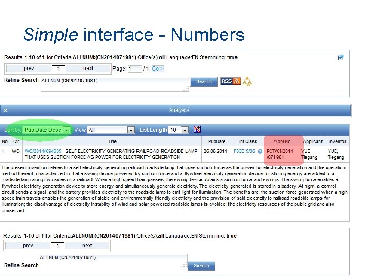 Simple interface - Numbers Simple interface - Numbers