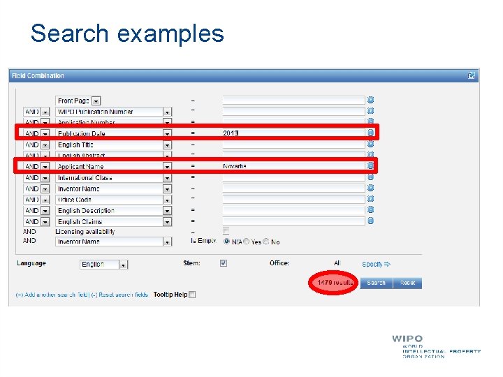 Search examples Patent documents containing Novartis as inventor and published in 2010 