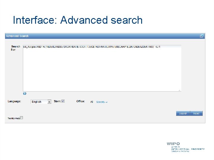 Interface: Advanced search Interface: Advanced search
